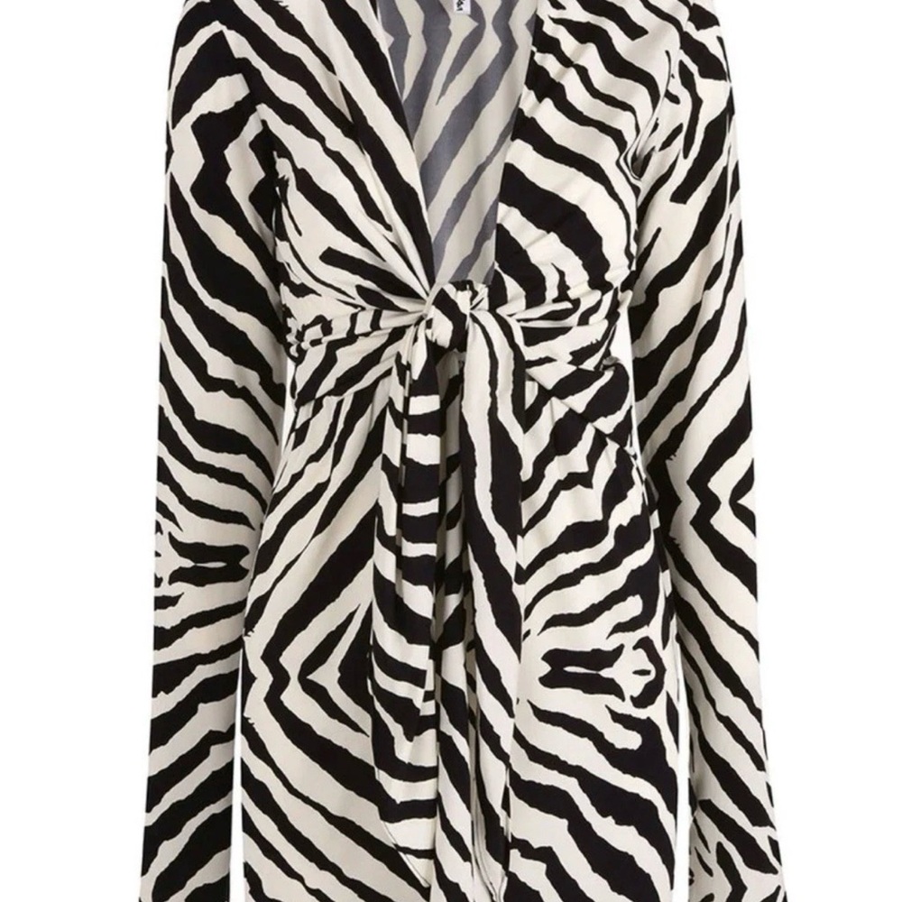 Rat & Boa Allegra Black and White Zebra Tie-Front Mini Dress - Picture 3 of 7